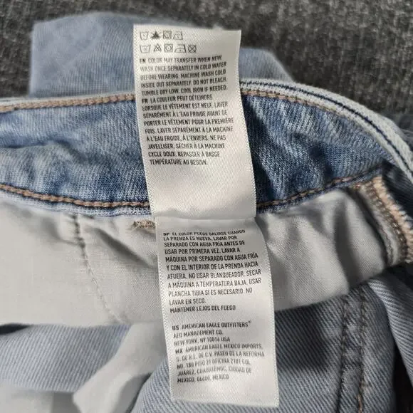 American Eagle Jeans Womens 12 Regular High Rise Baggy Wide Leg Light Blue Cargo - Picture 5 of 14